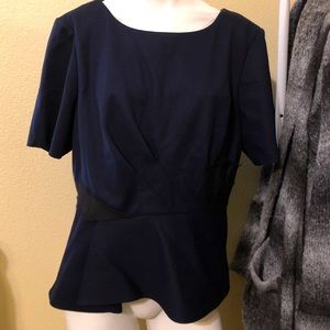 😍 Elie Tahari Midnight Dream Navy/blk detailed wool top! BRAND NEW 🖤XL